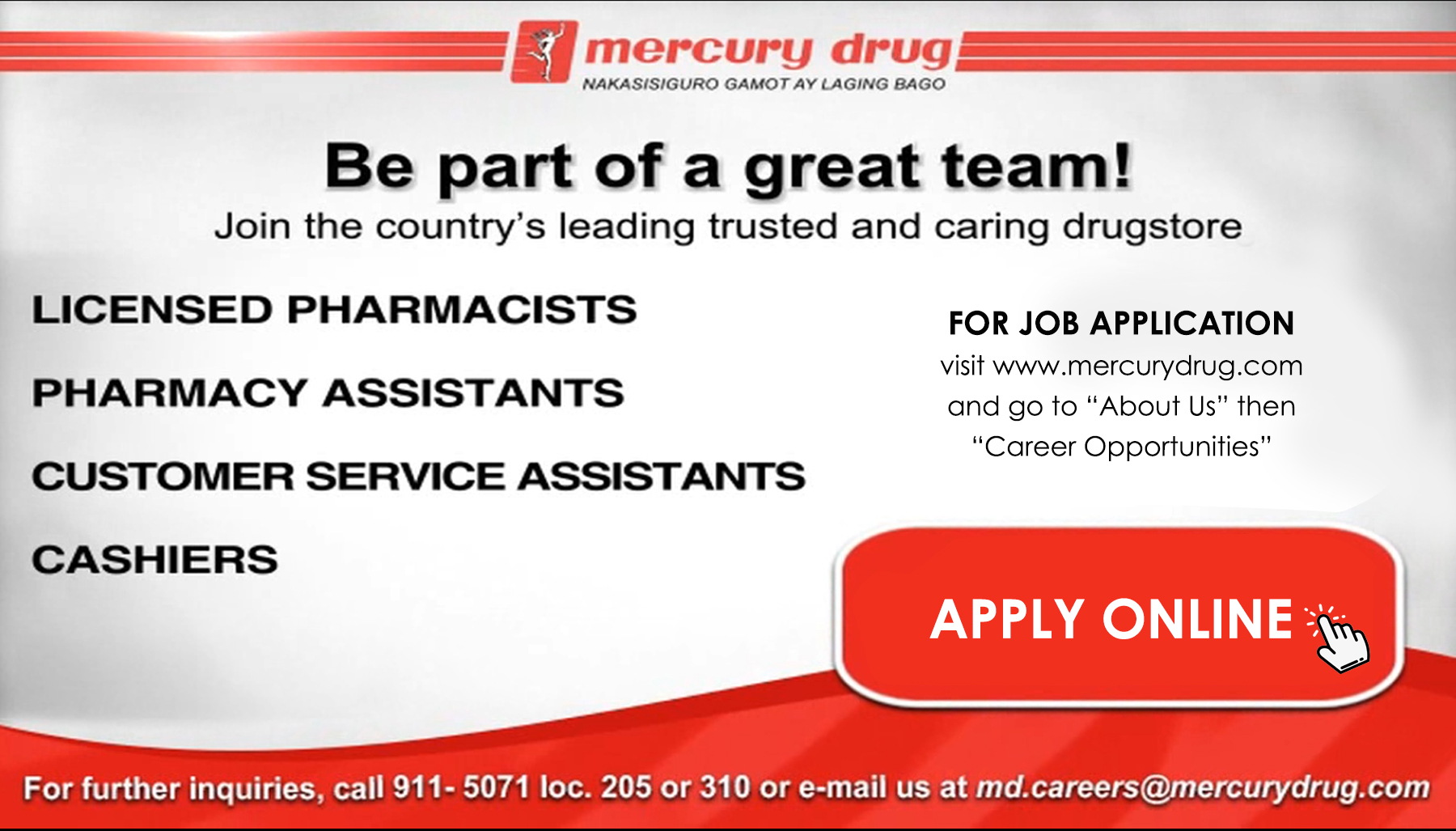 mercury drug hiring