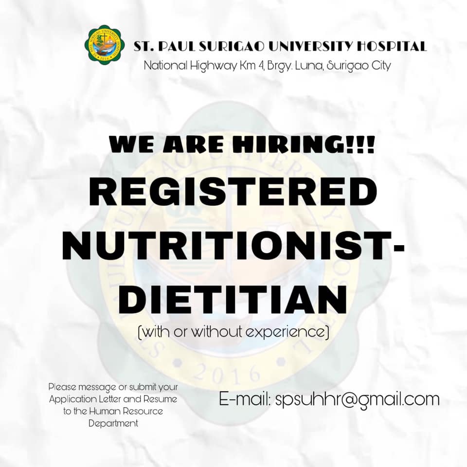 Job vacancies for nutritionist in the philippines