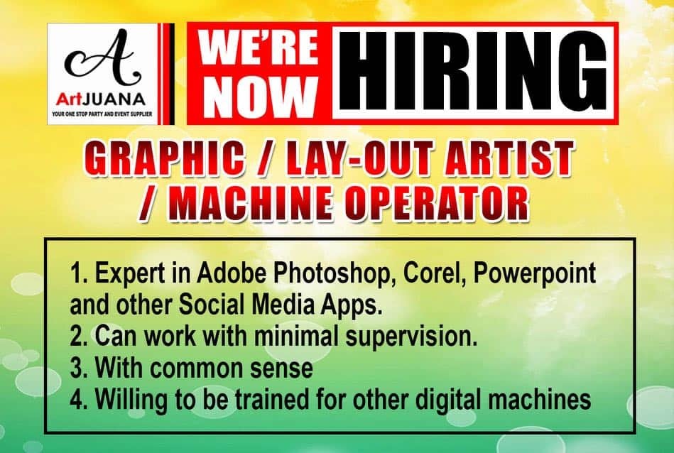 Graphic / Layout Artist / Machine Operator Jobzeee Job