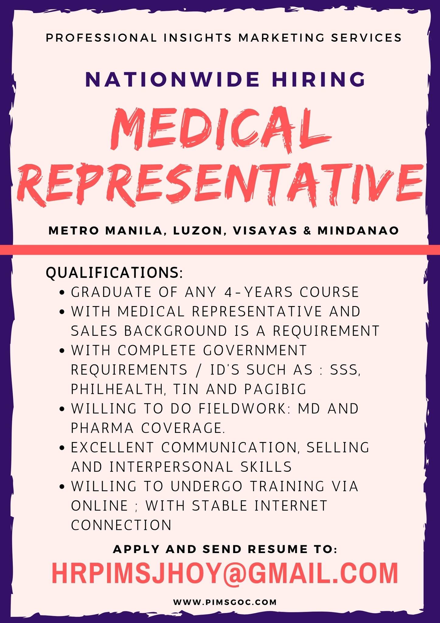 Nationwide Hiring MEDICAL REPRESENTATIVE Jobzeee