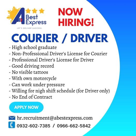 Courier / Driver - Jobzeee Job Hiring Philippines